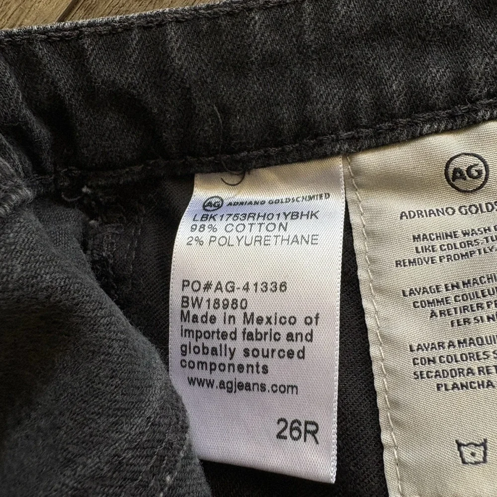 AG Goldschimed‎ Jeans Women 26R Isabelle Black High Rise Straight Crop Raw Hem